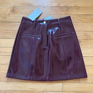 Frnch Jupe Vegan Leather Skirt, size small, color is Bordeaux